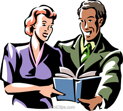 Man And Woman Reading A Book Royalty Free Vector Clip - Book (480x432), Png Download