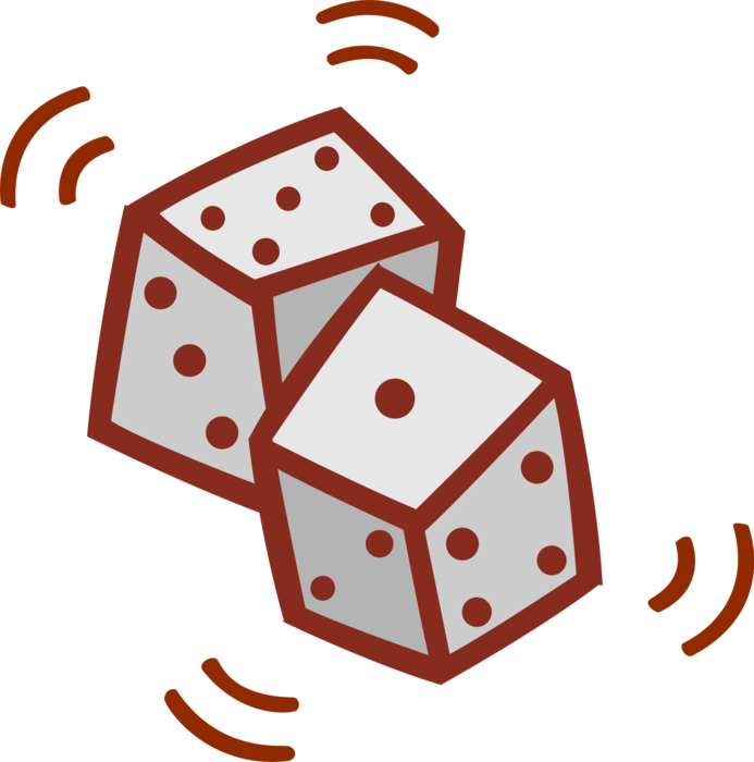 Vector Illustration Of Dice Used In Pairs In Casino (693x700), Png Download