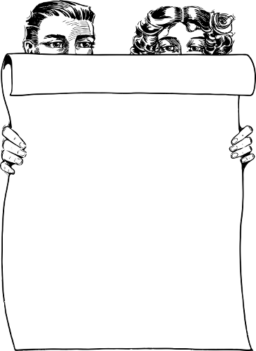 Man And Woman Reading A Paper - Vintage Newsboy Clipart (365x500), Png Download