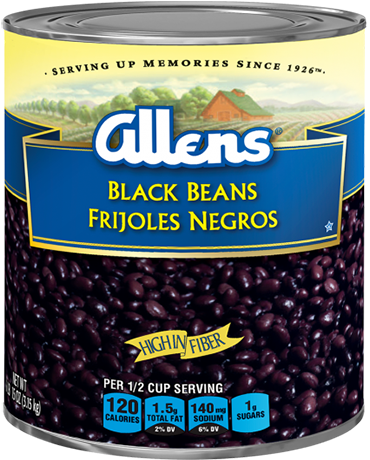 Allens® Black Beans - Allens Lima Beans, Green And White - 15.25 Oz Can (500x459), Png Download