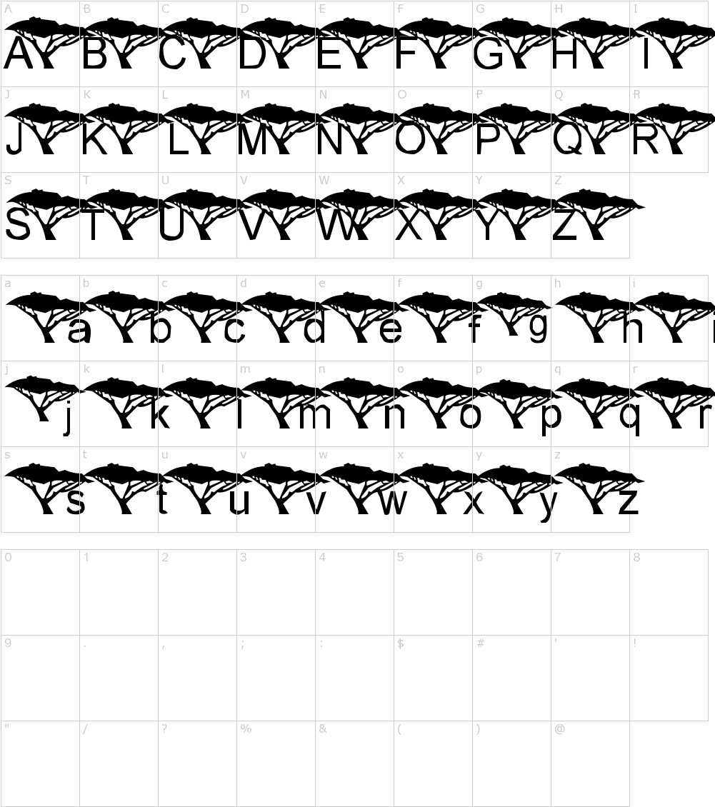 Download Font Characters - Tree Font - Full Size PNG Image - PNGkit