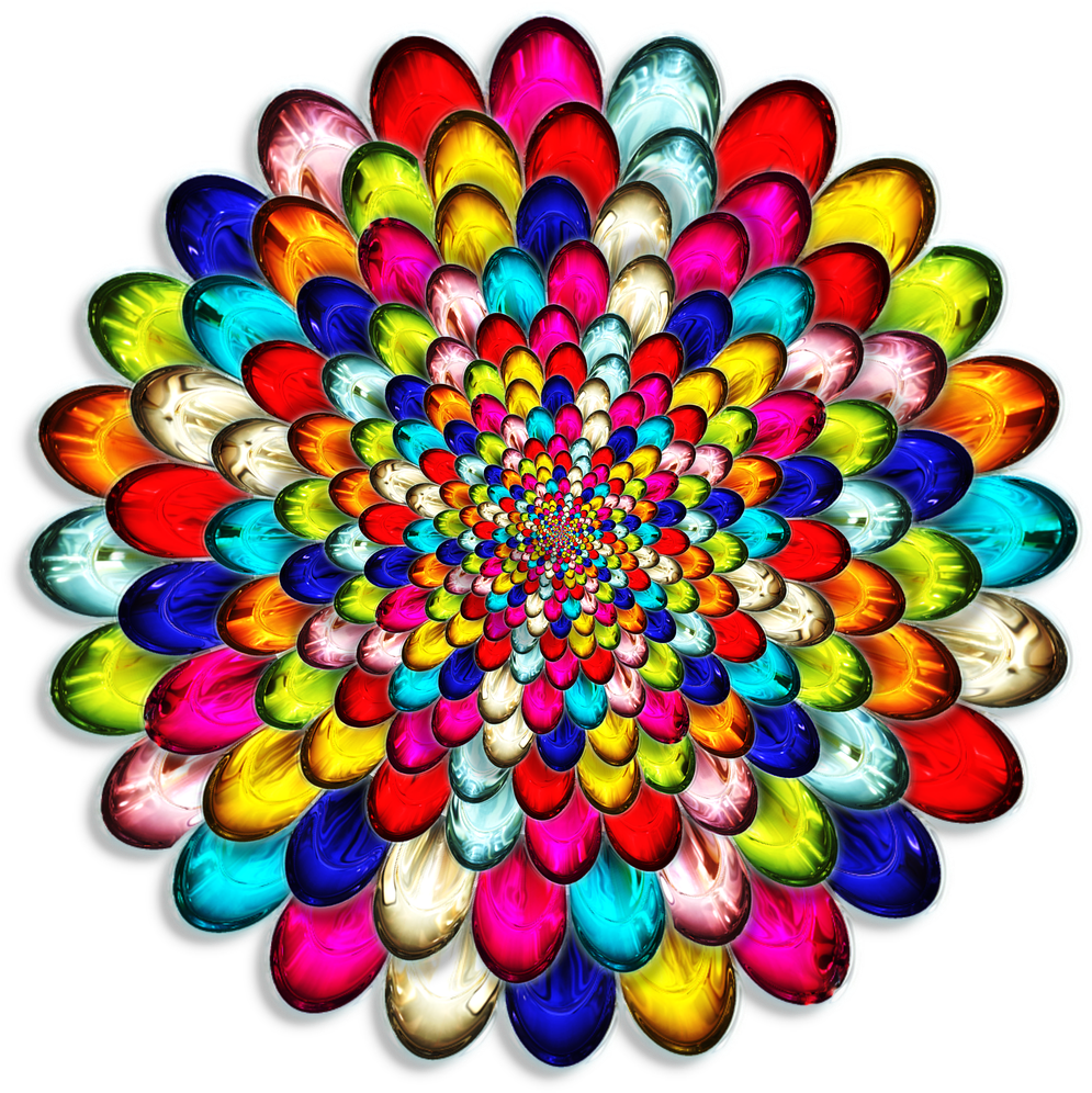 Glass Flower Mandala Round Ornament (1280x1279), Png Download
