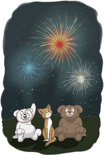 Teddy Bears Watching Fireworks - Teddy Bear Watching Fireworks (424x530), Png Download