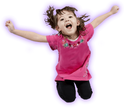 Girl Jumping For Joy - Fun And Function Faux Fur Blanket Slipcover, Blue (427x377), Png Download