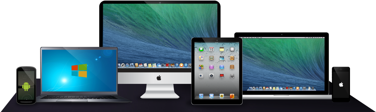 Work From Your Pc - Mac Tablet Iphone Png (1200x389), Png Download