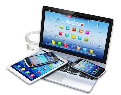 Computer, Cell Phone, Tablet - Technologies Used In Communication (500x407), Png Download
