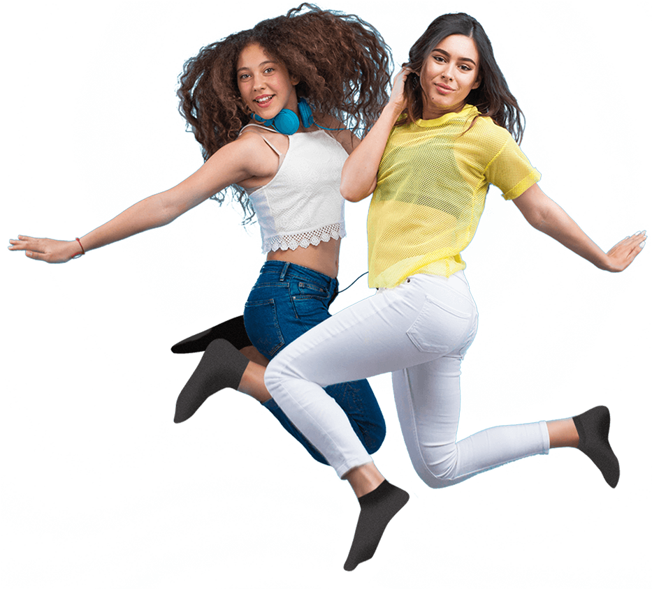 Two Teen Girls Jumping - Adolescence (933x844), Png Download