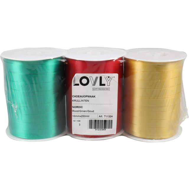 Lovly® Ribbon, 10mm, 250m, Red/gold/green (640x640), Png Download