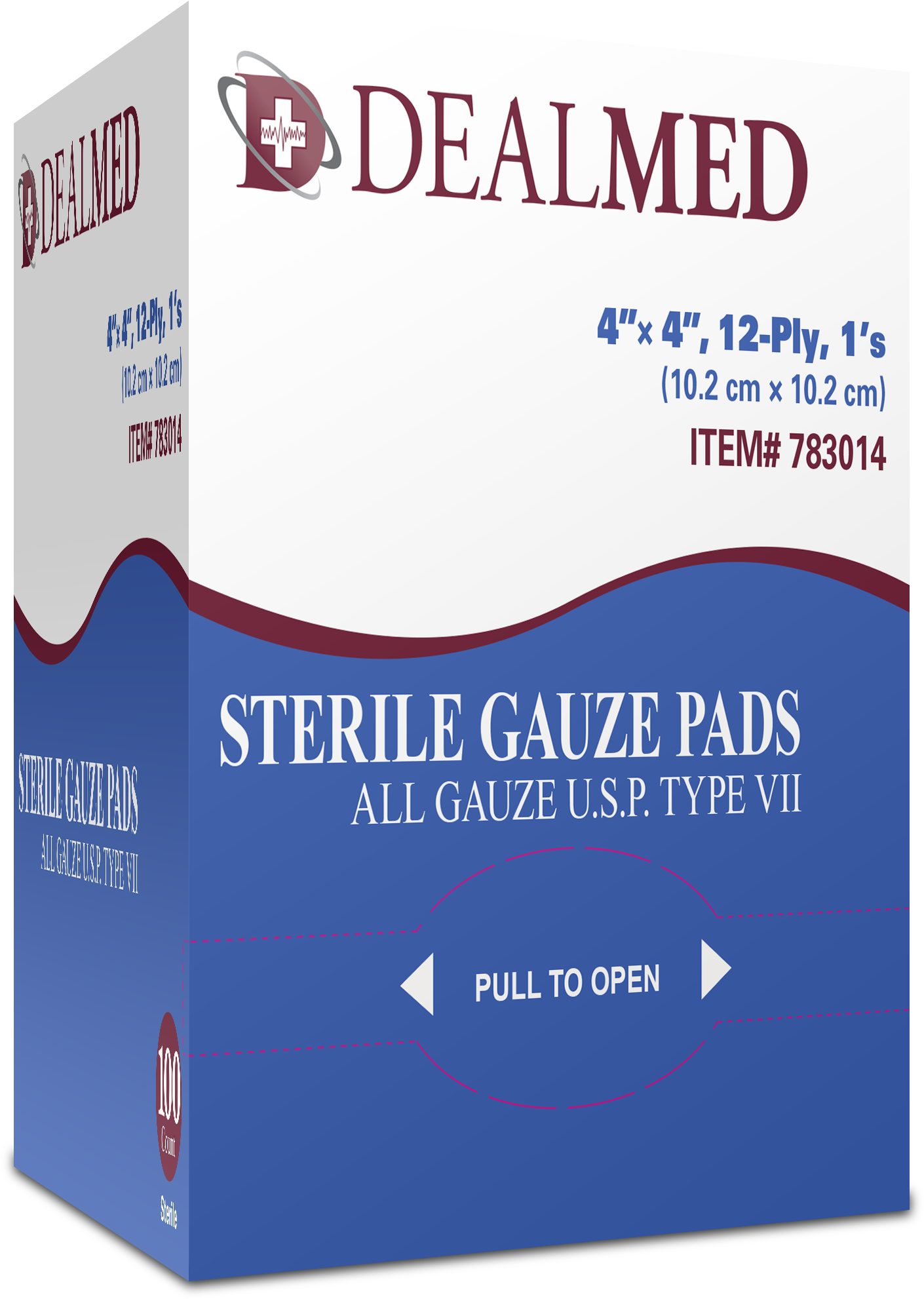 Gauze Pads, Sterile 1's, 4" X 4\ - Dealmed 787270 Disposable Vinyl Exam Powder Free Gloves, (2500x2500), Png Download