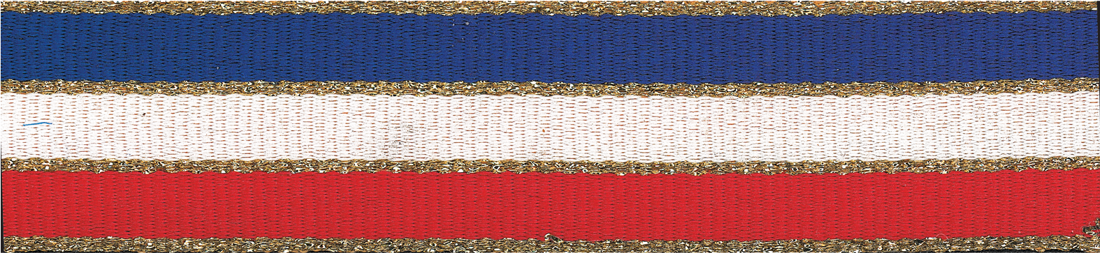 Red/white/blue W/ Gold Border "v" Neck Ribbon (1573x1573), Png Download