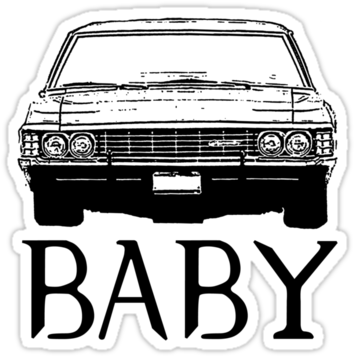 Supernatural Impala Sticker For My Laptop/waterbottle - Impala Baby Paranormal Television Vinyl Decal Very (375x360), Png Download