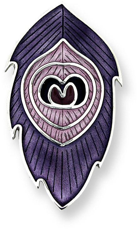 Nicole Barr Designs Sterling Silver Peacock Feather - Sterling Silver Leaf Shaped Brooch (800x800), Png Download
