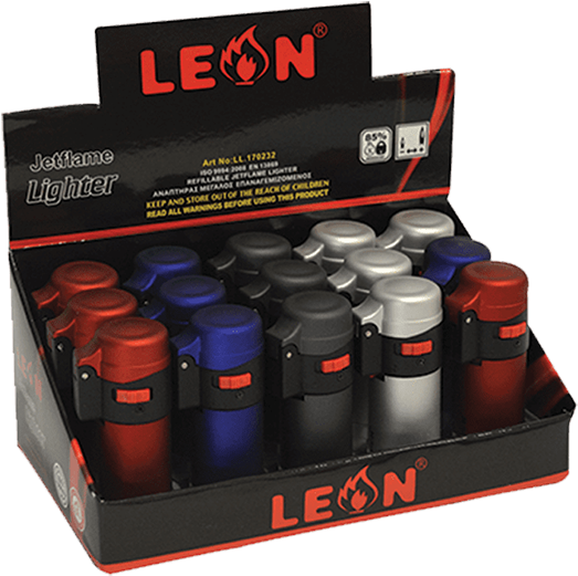 Leon® Metallic Barrel Jetflame Lighters - Box (800x800), Png Download