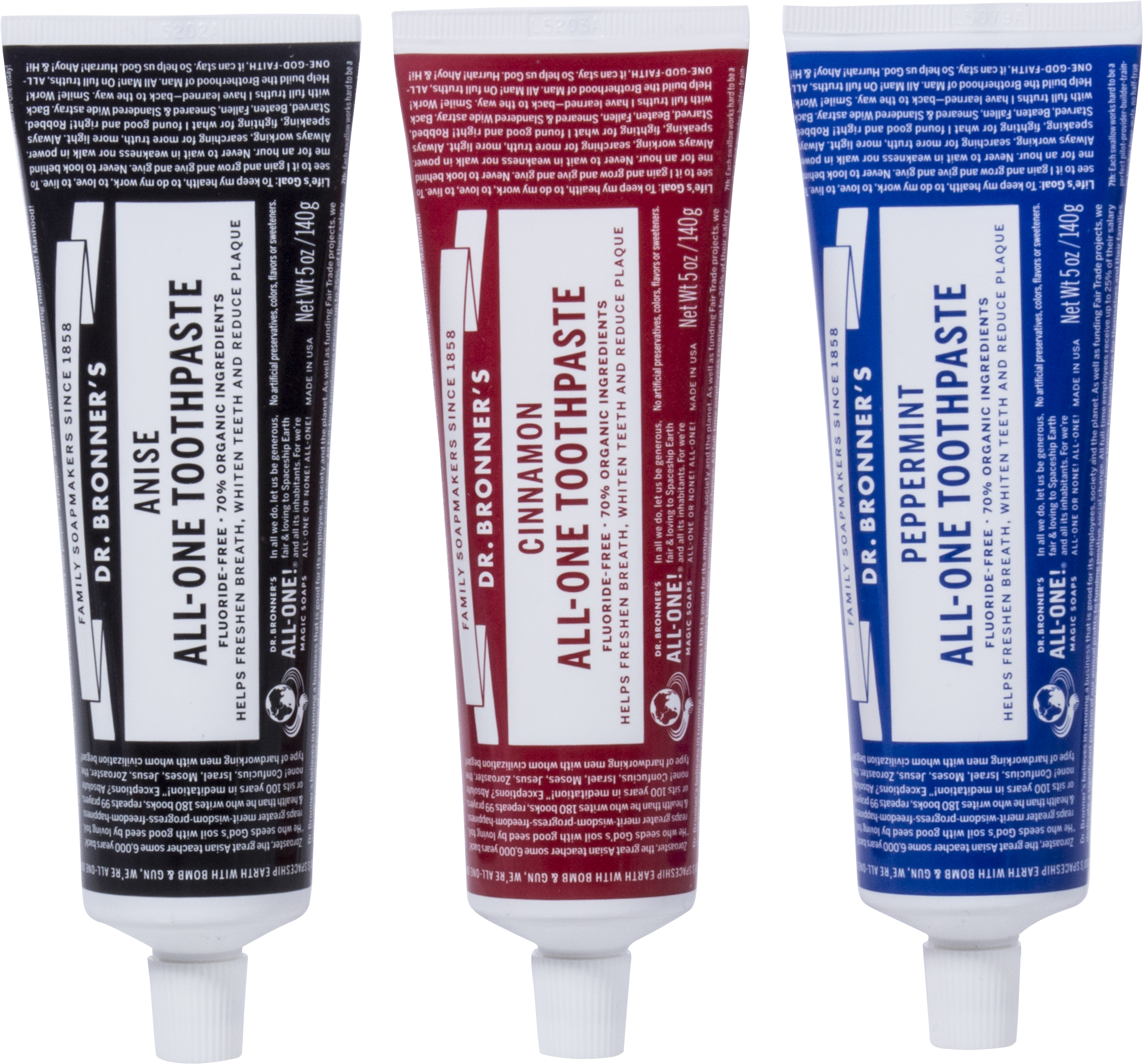 Pbl Tubes Are Great For - Dr. Bronner's Magic Soaps Toothpaste Peppermint, 5 (2679x2435), Png Download