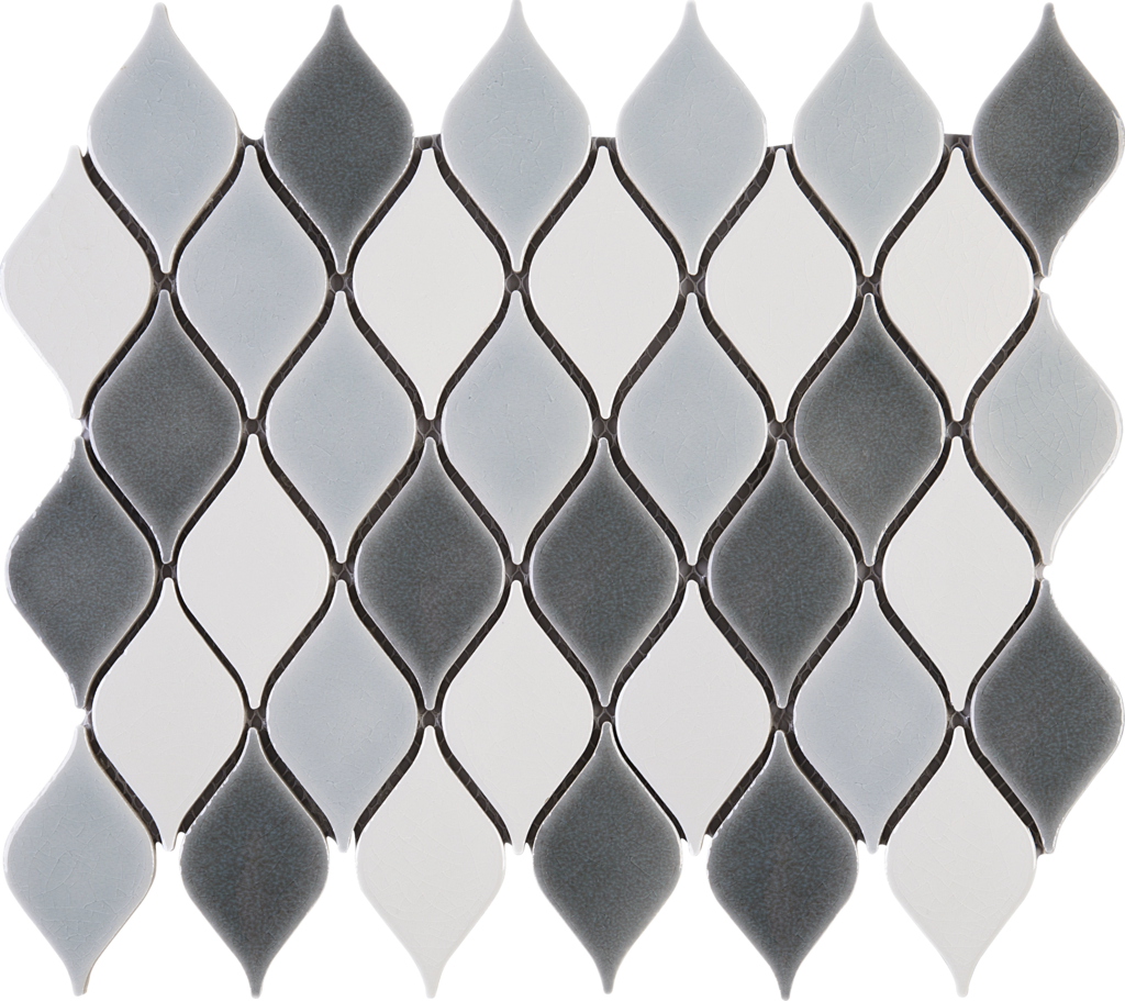 Teardrop Pattern White And Grey Ceramic Mesh Mounted - Teardrop Pattern (1024x911), Png Download