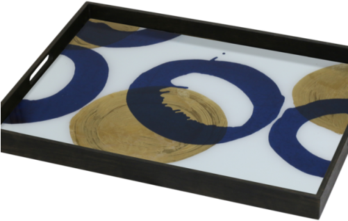 Related Products - Notre Monde - Gold And Blue Halos Glass Tray (500x533), Png Download
