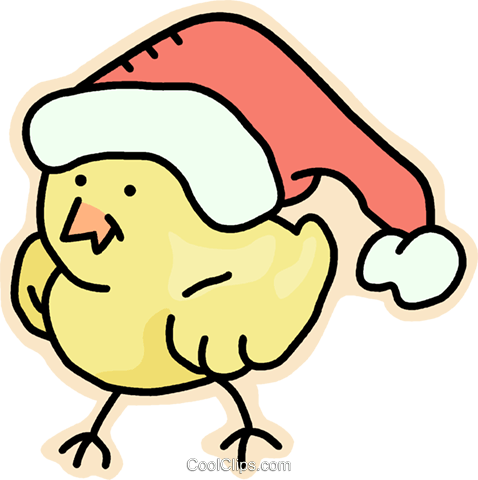 Santa's Helper Royalty Free Vector Clip Art Illustration - Chickens With Christmas Hat (478x480), Png Download