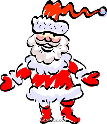 Papai Noel Livre De Direitos Vetores Clip Art Ilustração - Cartoon (413x480), Png Download