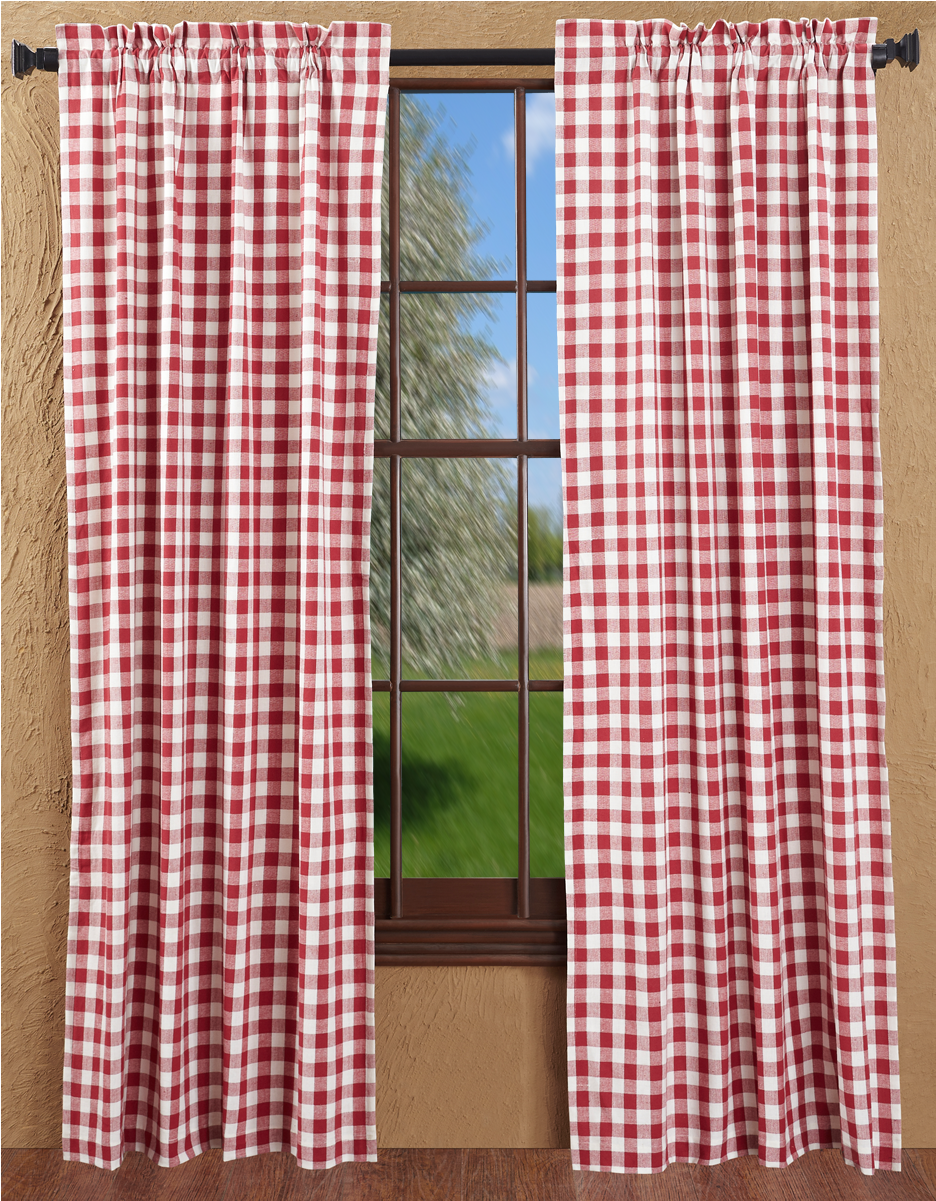 Vhc Brands Buffalo Red Check Panel Lined Set Of 2 Plaids - Buffalo Red Check Panel Lined Set Of 2 84x40" (1200x1200), Png Download