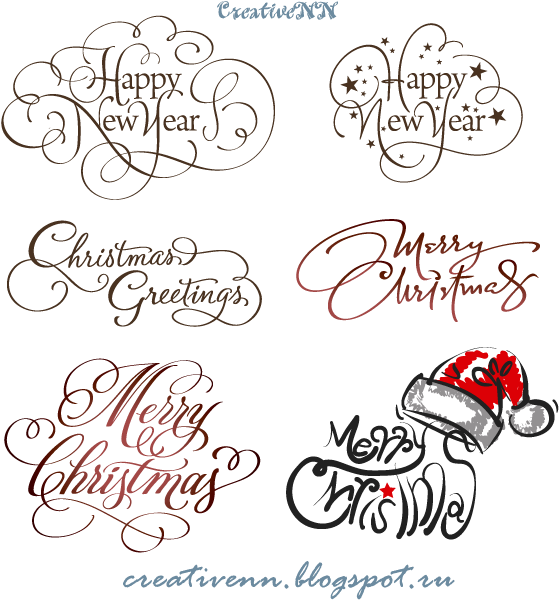 Word Art Digital Stamps Free Merry Christmas Надписи - Christmas Script Holiday Gift Stickers, Personalized (595x613), Png Download