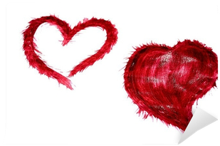 Fotomural Dos Corazones Rojos Dibujados - Canvas (400x400), Png Download