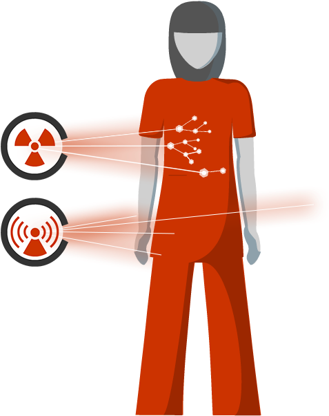 Illustration Of A Person Exposed To An Ionizing Radiation - Ionizing Radiation (555x601), Png Download