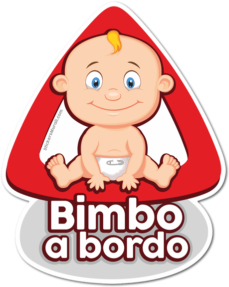 Car & Motorbike Stickers - Baby On Board In Italian (494x600), Png Download