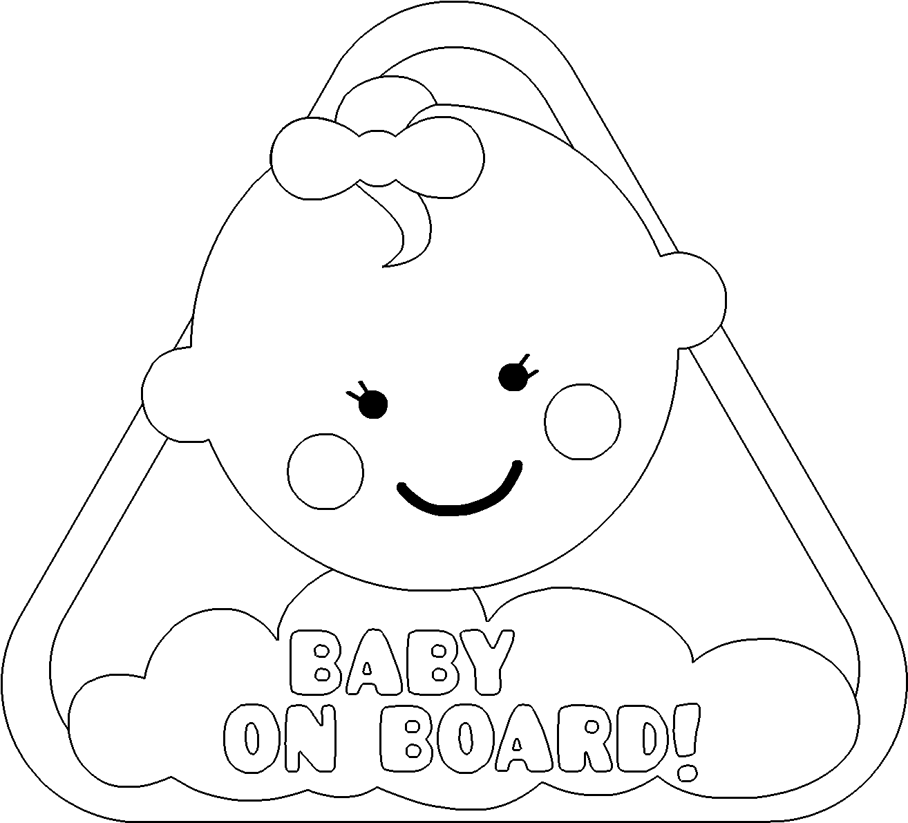 Baby On Board Coloring Page (1400x1213), Png Download