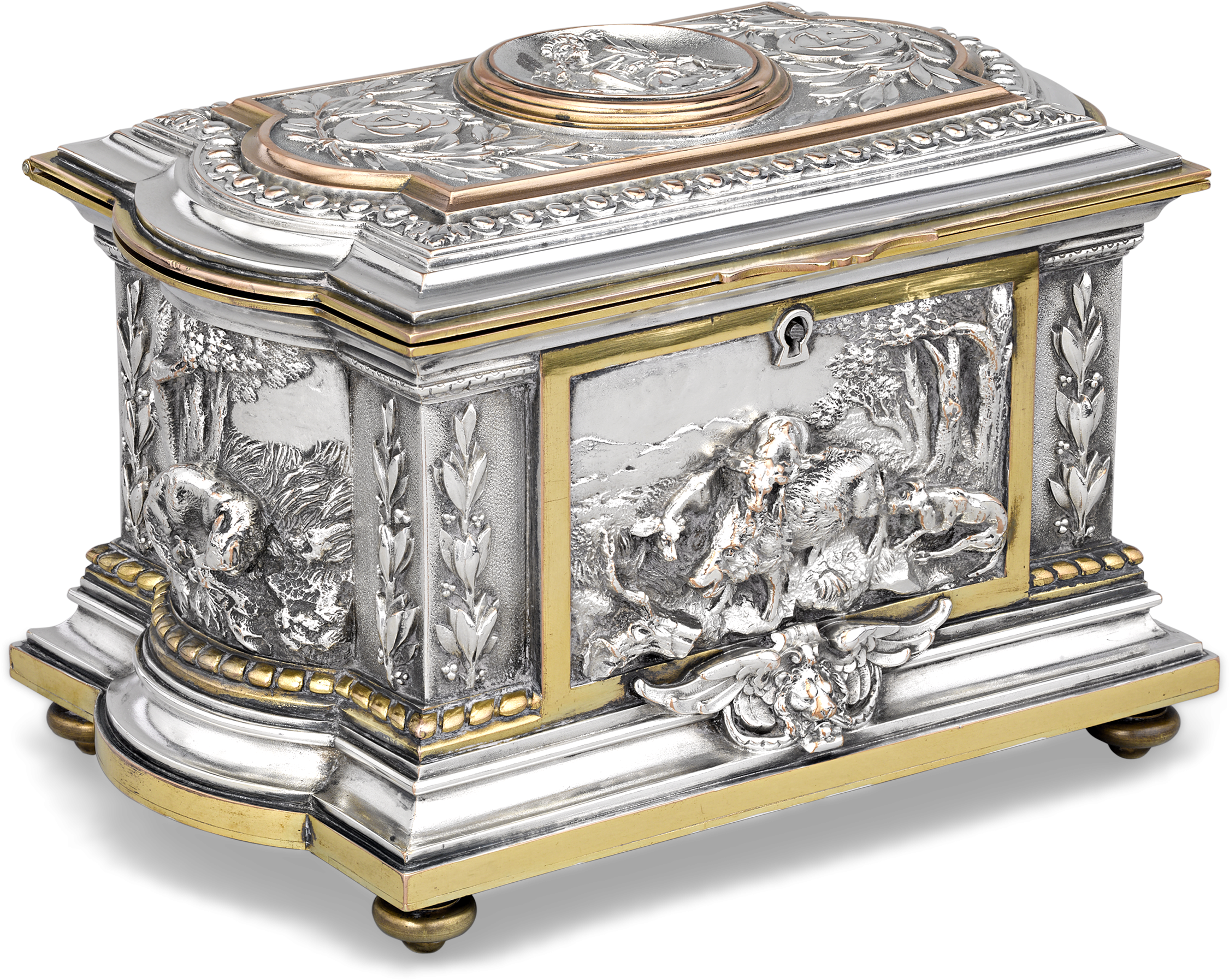 Swiss Silvered Bronze Musical Jewelry Box - Jewelry Box (2500x2000), Png Download