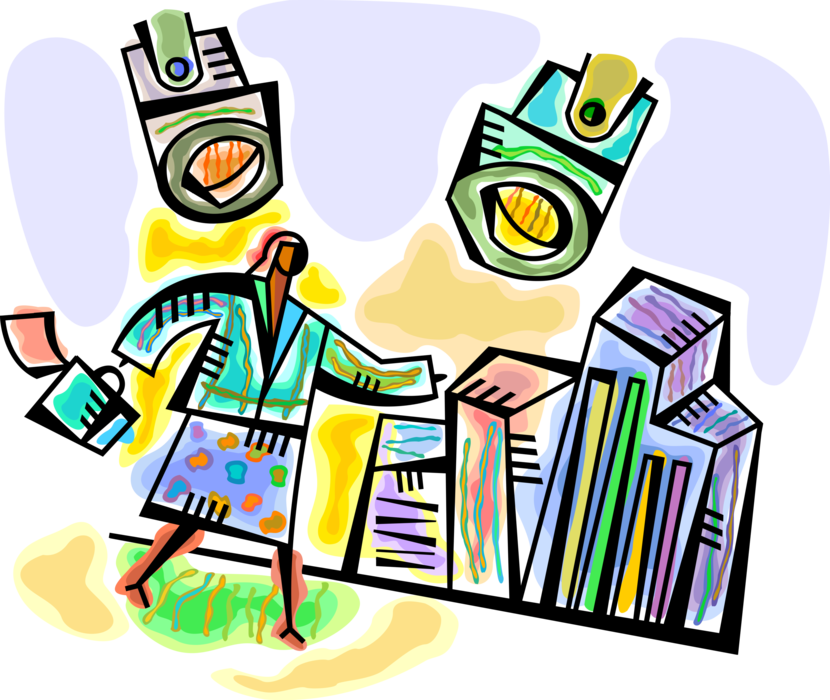 Vector Illustration Of Spotlights Shine On Businesswoman - Businessperson (830x700), Png Download