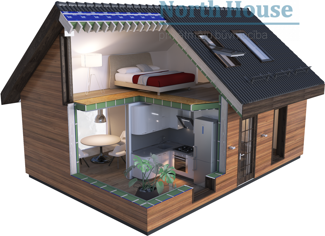 House 11 - Koka Karkasa Mājas (1200x912), Png Download