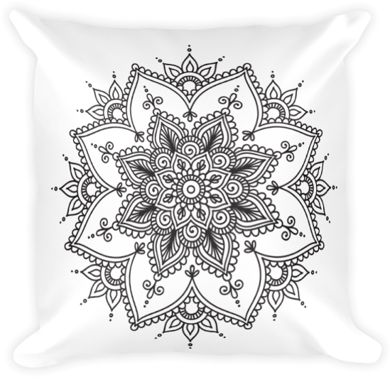 Blsck Henna Design Square Pillow - Brown Mandala (600x600), Png Download