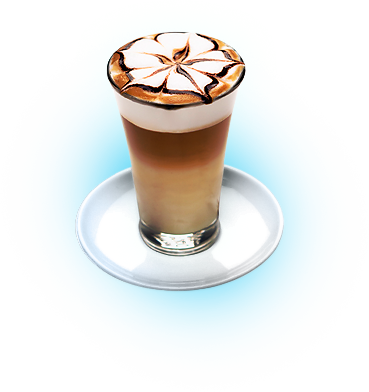Layered Lattes With Latte Art - Coffee (369x392), Png Download