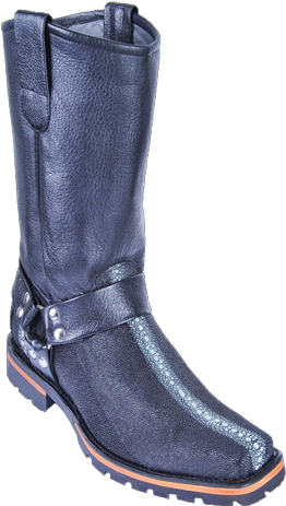 Mens Black Stingray Rowstone Full Queen Biker Boots - Los Altos Genuine Stingray Mens Western Biker Boots (500x500), Png Download