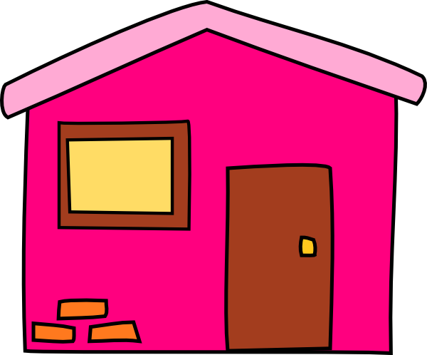 Pink House House Clip Art (600x498), Png Download