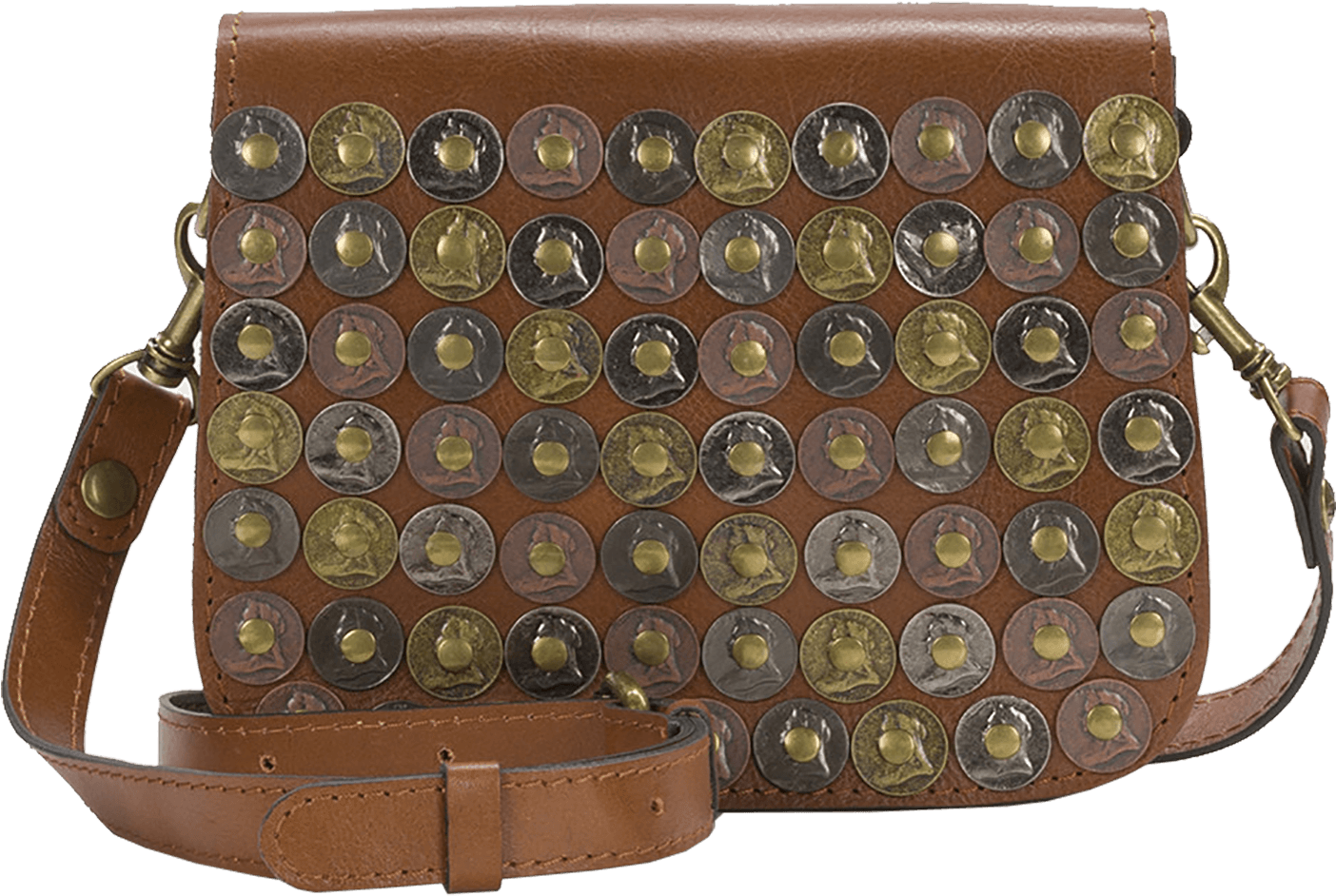 Patricia Nash Women's Studded Coin Rivoli Small Flap - Patricia Nash Rivoli Leather Crossbody Bag - Tan (1476x1500), Png Download