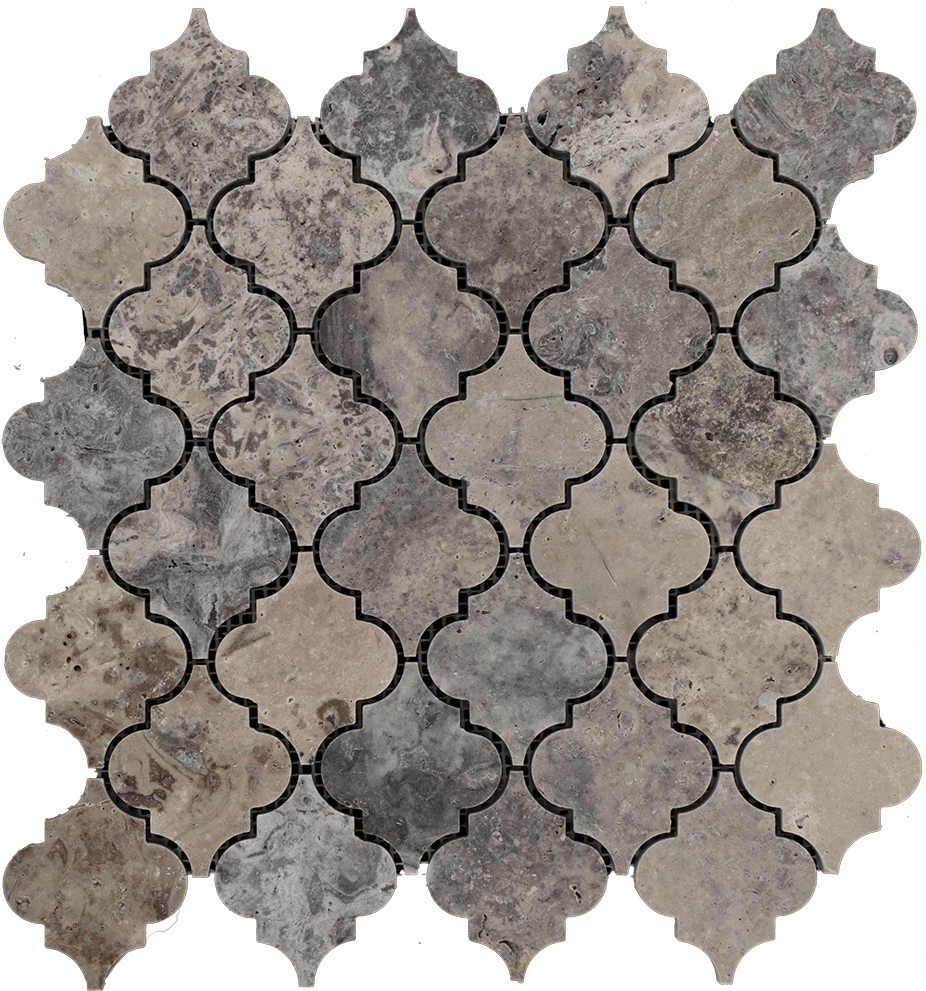 Silver Travertine Mosaic Tile Arabesque - Tile (1024x1024), Png Download