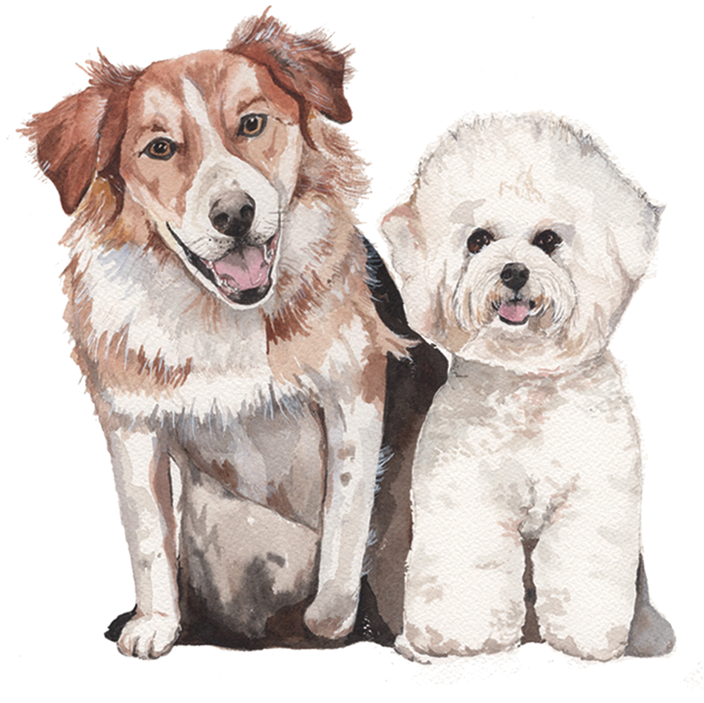 Custom Watercolor Pet Portrait - Watercolor Dog Png (1950x1425), Png Download