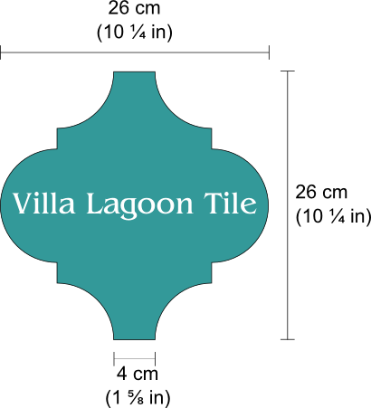 Dimensions Labeled For 26cm Arabesque Classic - Arabesque Tile Dimensions (410x451), Png Download
