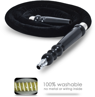 Ultra Wide Velvet Rope Hose Washable Black - Hookah (390x410), Png Download