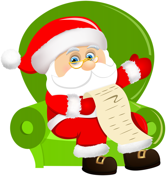 Santa Claus Sitting On Chair Png Clip Art Image - Sitting On Chair Clipart (569x600), Png Download