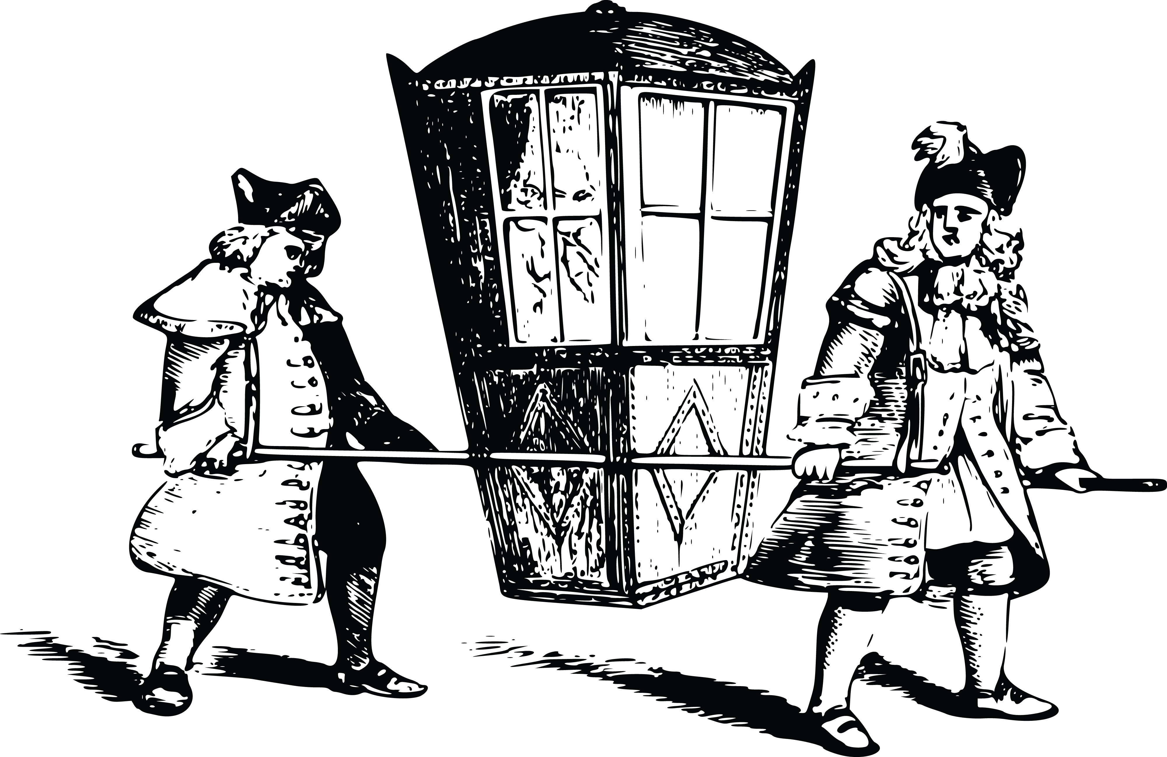 Free Clipart Of Men Carrying A Chair - Sedan Chair 17th Century (4000x2595), Png Download