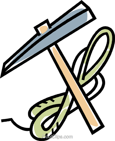 Climbing Pick-axe And Rope Royalty Free Vector Clip - Clip Art Climbing Pick (392x480), Png Download