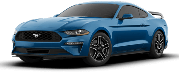 2019 Ford Mustang Ecoboost® Premium Fastback - Ford Mustang Velocity Blue (574x235), Png Download