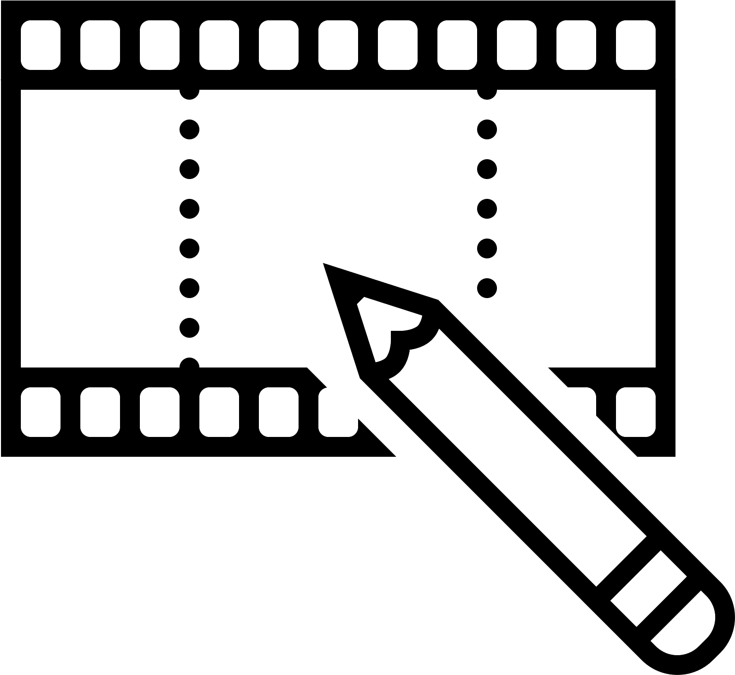 This Icon For Video Editing Depicts A Flat Section - Edicion De Videos Dibujos (1600x1600), Png Download