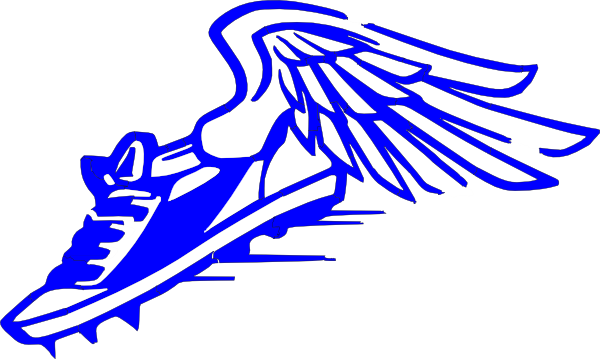 Winged Foot, Blue And White Clip Art - Track And Field Clipart Blue (600x359), Png Download