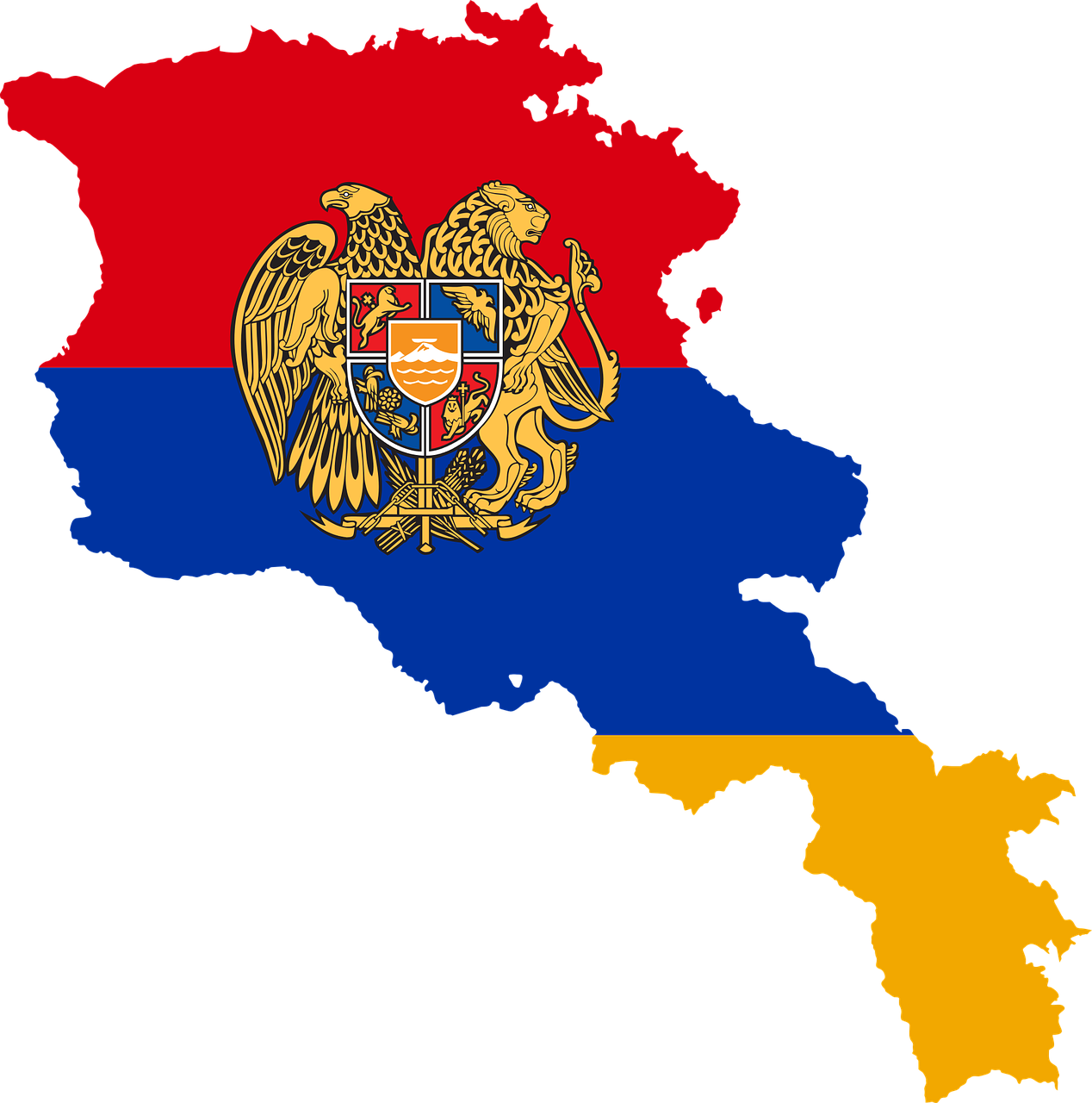 Borders Country Flag - Armenian Flag With Coat Of Arms (1268x1280), Png Download