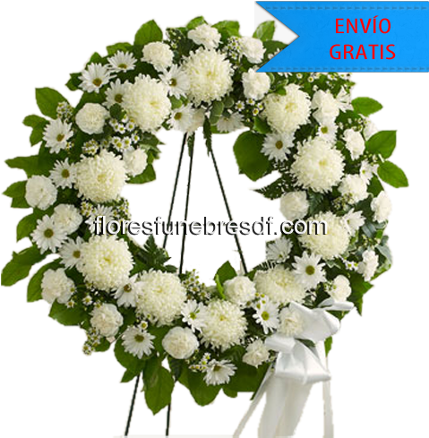 Entregas Urgentes Cdmx - Serene Blessings White Standing Wreath Small By 1-800 (500x500), Png Download