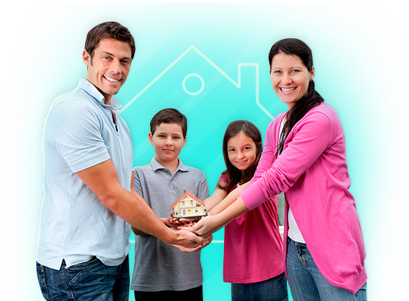 Viviendas Que Financiamos - Familia Feliz Com A Casa Png (586x432), Png Download