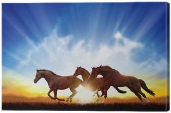 Horses Running In The Sunset (400x400), Png Download